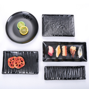 <b>Black</b> Melamine Dinnerware Set Rectangular <b>Plate</b> Durable Hotel Food Use - Product Image 5
