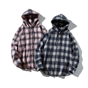 Chemise-veste à manches longues à capuche en flanelle à carreaux contrastés, style vintage, luxe discret, unisexe, nouvelle collection printemps-été-automne 2025 - Product Image 3