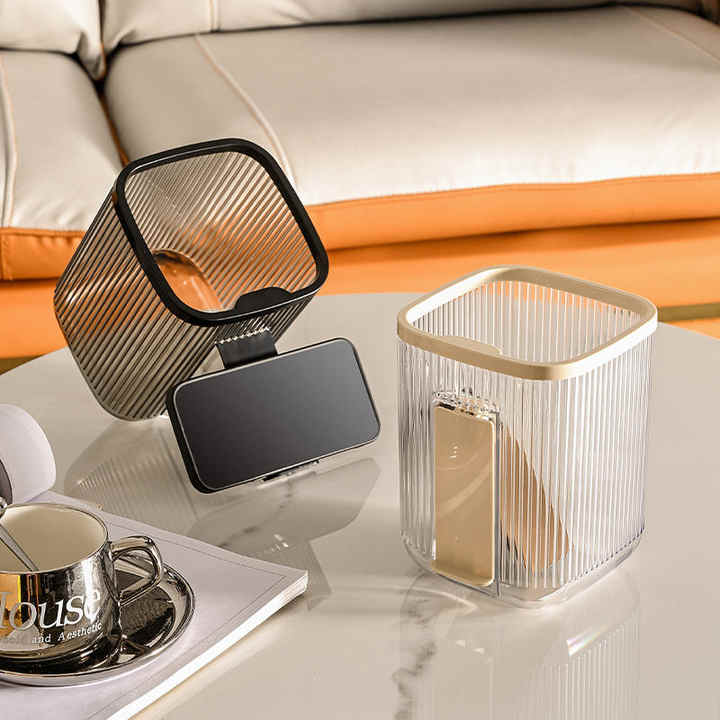 Transparent Desktop Square Mini Trash Can Table Storage Garbage Bin