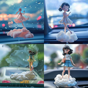 Custom Car <b>Doll</b> On Cloud Girl Cartoon Figurine 4-4.9in Plastic Molded Indoor Decor - Product Image 2