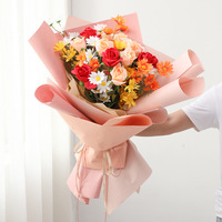 58*58cm 15 pièces Sacs Fenghua couleur unie, double face, PVC enduit épaissi, imperméable, matériau d'emballage pour fleurs pour les fleuristes