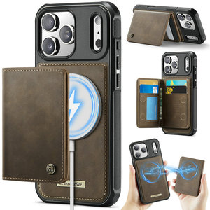 Nouvelle Arrivée Étui Rétro pour Téléphone Portable iPhone 17 Pro Max avec Fixation Magnétique <span class=keywords><strong>2</strong></span>-en-<span class=keywords><strong>1</strong></span> et Porte-Cartes en Cuir PU pour iPhone 17 Pro Max - Product Image 1