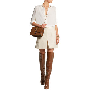 Botas de mujer informales a la moda, talla grande, cuero genuino marrón, tacones altos, altura por encima de la rodilla, botas de estilo invernal para mujer - Product Image 1