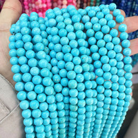 Vente en gros de perles de pierre turquoise bleue naturelle 4/6/8/10mm pour bricolage de perles en vrac pour bracelet et collier accessoires de bijoux