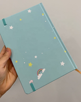 Nuevo diseño personalizado de dibujos animados de tapa dura banda elástica cuaderno A5 cubierta personalizada diseño portátil para niños