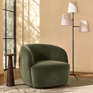 كرسي دوار من المخمل الأخضر، تنجيد من قماش البولي قطن المخملي، أرائك عصرية لغرفة المعيشة، طقم أرائك فاخر، أثاث طقم أرائك - Product Image 3