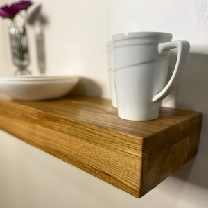 Table de chevet flottante en bois avec étagère et tiroir dissimulé, meuble de rangement discret - Product Image 5