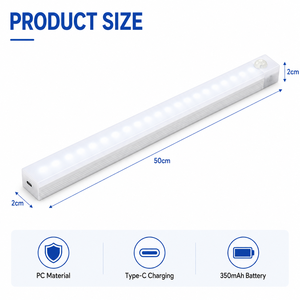Luz LED para Debajo del Gabinete, 6000K Blanco Frío, Atenuación Continua, Interruptor Táctil, Montaje Superficial, Aluminio Mate, Diseño Minimalista - Product Image 6