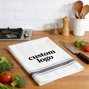 Serviette de cuisine personnalisée 100% coton absorbante réutilisable de haute qualité avec logo brodé - Product Image 1
