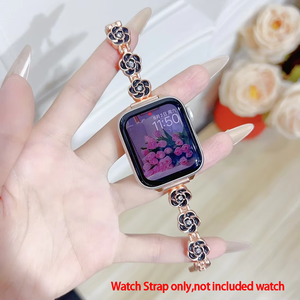Correa de reloj Upro Fashion para Apple Watch 10 9 8 SE 7 6 5 4 3, correa de reloj inteligente de metal con diseño floral de lujo para IWatch - Product Image 2