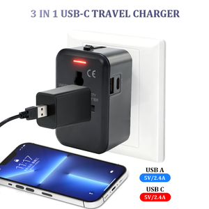 Weltweiter Wandladegerät-Reise adapter mit USB C - All-in-One mit Netz stecker adapter für USA EU UK AUS - Product Image 6