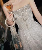 Sac à vin en strass, pochette cadeau en maille diamantée élastique avec poignée, housse de bouteille de vin pétillant faite à la main pour décoration, bouteille de 750 ml