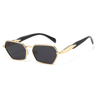 Lunettes de soleil Y2K CX-9010, monture polygonale en métal, style rétro, protection UV400, unisexe, pour femmes et hommes, avec logo personnalisé