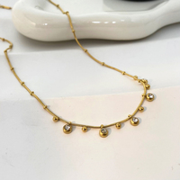 Pendentif en zircon circulaire blanc en acier inoxydable or 18 carats collier joyas de acero inoxidable al por mayor