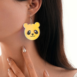 ต่างหูอะคริลิคใหม่เป็นมิตรต่อสิ่งแวดล้อมต่างหูรูปแพนด้าการ์ตูนน่ารักตัดด้วยเลเซอร์ยุโรปและอเมริกาขายส่ง - Product Image 1