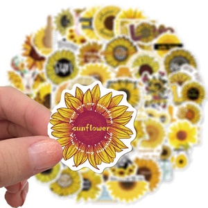 50Pcs Fresh Sunflower Sunshine Flowers Plant <strong>Yellow</strong> <strong>Sticker</strong> For Girl Paper Decal Notebook Luggage Decorative <strong>Stickers</strong> - Product Image 4