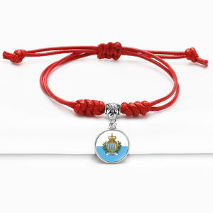 Nouveaux accessoires Bracelet en kevlar pour femme avec motif du drapeau national de la Serbie Pierre naturelle Rubis rouge Corde à main Longueur Modèle Yiwu 270062 - Product Image 3