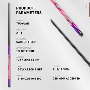 Queue de billard d'entraînement en fibre de carbone à pointe fine de 11,8/12,5 mm, durable, pour les camps d'entraînement au billard - Product Image 2