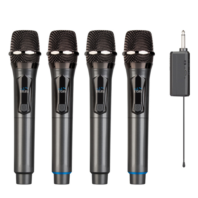 W102-4 Professional 4 Channel Handheld Wireless Dynamic Mic OEM Vocal Karaoke Wireless Microphone for KTV Church Speech Karaoke