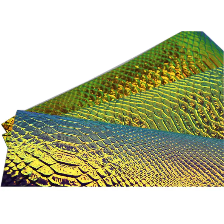 Olografico coccodrillo serpente tessuto in pelle Pu Rexine tessuto in pelle di serpente per scarpe in pelle di pitone bagaglio cintura di pelle di serpente