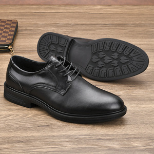 Chaussures Richelieu pour hommes en cuir véritable uni, à bout pointu, à lacets, respirantes, pour mariage et printemps - Product Image 2