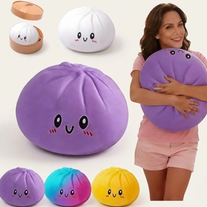 Juguete de simulación de panecillo al vapor de 25 cm, súper grande, con música de amasado, bola de harina de descompresión, de rebote lento, para toda la familia, con forma de vaporera - Product Image 1