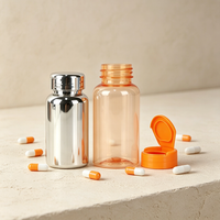 Conteneur à pilules en plastique PET 120cc 150cc avec bouchon à clapet, surface électroplaquée, emballage de capsules, bouteille, couleur personnalisée
