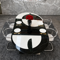 Table basse de salon et de salle à manger en marbre, style minimaliste italien, luxe léger, géométrique et rétro, pour mobilier de maison européen