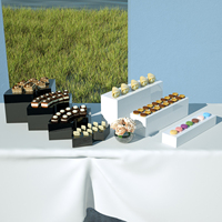 Ensemble de 7 pièces pour la fête de mariage, présentoir de buffet en acrylique noir et blanc, présentoir de nourriture pour cube de nidification, rehausseurs en acrylique pour la fête de mariage