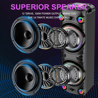 JQS9055 Enceinte d'extérieur élégante 12 pouces avec basses et tweeters, chariot de transport, son puissant, enceinte sans fil DJ active et puissante avec Bluetooth