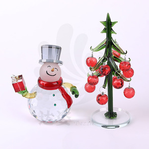 Darzelle <b>Crystal</b> Christmas <b>Tree</b> And Snowman Ornament 20cm Mini Glass Decor For Holiday Gift - Product Image 4