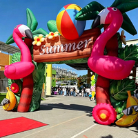 Arche gonflable publicitaire d'extérieur pour fête estivale, tente d'entrée en forme d'animal flamant rose