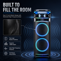 Speaker Karaoke Party HANSUO HS-TD1299 12 Inch dengan Output 100W, Tweeter, Dua Mikrofon Nirkabel VHF, dan Remote Control