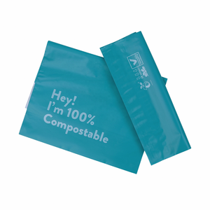 Embalaje biodegradable con logotipo impreso personalizado, venta al por mayor, ecológico, verde azulado, compostable, bolsas de envío para ropa - Product Image 2