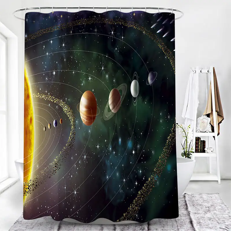 Universe Galaxy Shower Curtain 3D Psychedelic Sunset Waterproof Bathtub Decoration