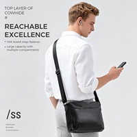 Business Leather Crossbody Bag Men Genuine Cowhide Leather 12 Inch Laptop Messenger Shoulder Bag YKK Zipper Water Resistant