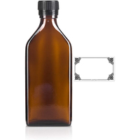 Flacon en verre ambré de 250 ml / 8 oz pour médicaments liquides de pharmacie avec joint inviolable à nervures noires et insert de versement