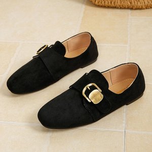 Mocassins plats en faux daim pour femmes avec logo personnalisé, chaussures de marche confortables à bout fermé avec bride à boucle, imprimé léopard, vente en gros - Product Image 6