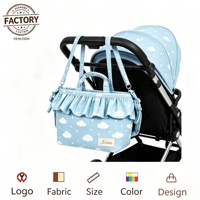 Polyester Kinderwagen-Organizer-Tasche mit individuellem Aufdruck, Rüschen-Wickeltasche für Eltern, stilvoll und multifunktional für den täglichen Gebrauch