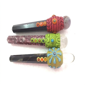 Wholesale Tibetan Agate Natural Gemstone Handmade Healing Stick Semi-Precious Chakra Therapy Wand on Sale - Product Image 1