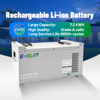Paket Baterai LiFePO4 E-SUN 12V 24V Grade A dengan Smart BMS 100ah 150ah 200ah 280ah, Baterai Surya untuk Penyimpanan Energi Off Grid
