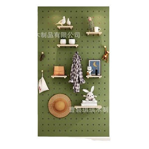 Wood <b>Wall</b> <b>Mounted</b> Dressing Mirror Pegboard <b>Shelf</b> Storage Rack For Front Door Clothing Organizer Rectangle Shape - Product Image 5