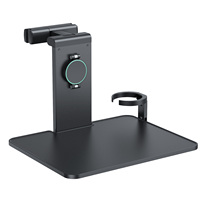 Table de bureau multifonctionnelle pliable pour appuie-tête de véhicule, support magnétique pour téléphone, porte-gobelet et rangement pour ordinateur portable