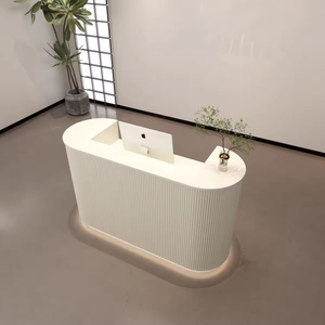Mostrador de Recepción Blanco Moderno con Caja Registradora Resistente, Precio Económico para Salones de Belleza, Oficinas, Hoteles, Gimnasios, Hospitales - Product Image 3