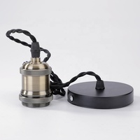Douille de lampe vintage E27 multicolore en métal avec câble tressé pour suspension rétro, pièces d'éclairage décoratif pour la maison