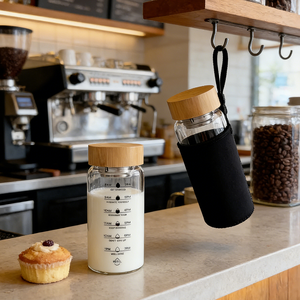 Tasse en verre à thé aux fleurs en borosilicate haute résistance à la température, avec couvercle en bambou et compartiment à thé, design créatif - Product Image 5