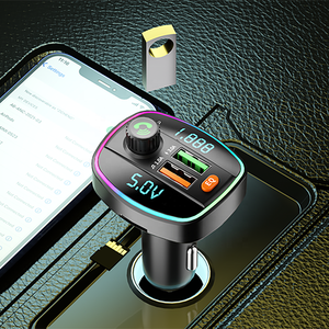 Émetteur FM à double écran Modulateur d'<span class=keywords><strong>autoradio</strong></span> <span class=keywords><strong>Bluetooth</strong></span> mains libres Lecteur MP3 avec 2 adaptateurs de charge rapide USB <span class=keywords><strong>pour</strong></span> voiture - Product Image 4