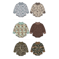 Combinaison Bébé Personnalisée en Gros, Motif Camouflage Léopard, Col Montant, Sweat-shirt, Body