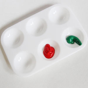 <span class=keywords><strong>Palette</strong></span> de peinture d'art rectangulaire en plastique 6 trous en gros plateau de peinture acrylique épaississant blanc pour enfants - Product Image 2