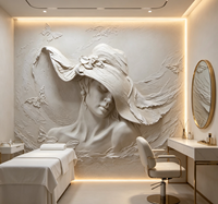 Papier peint mural 3D effet plâtre en relief, motif Dame en chapeau et papillon, décoration murale artistique personnalisée pour vestiaire, salon, hôtel